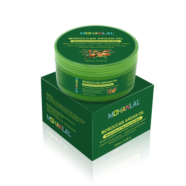 MOHANLAL® ARGAN OLIE HAARMASKER 300ML | romige consistentie, kleurbeschermd, vermindert haaruitval en roos, haargroei, verbetert de haartextuur, hydrateert | alle haartypes