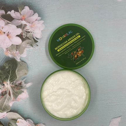 MOHANLAL® ARGAN OLIE HAARMASKER 300ML | romige consistentie, kleurbeschermd, vermindert haaruitval en roos, haargroei, verbetert de haartextuur, hydrateert | alle haartypes