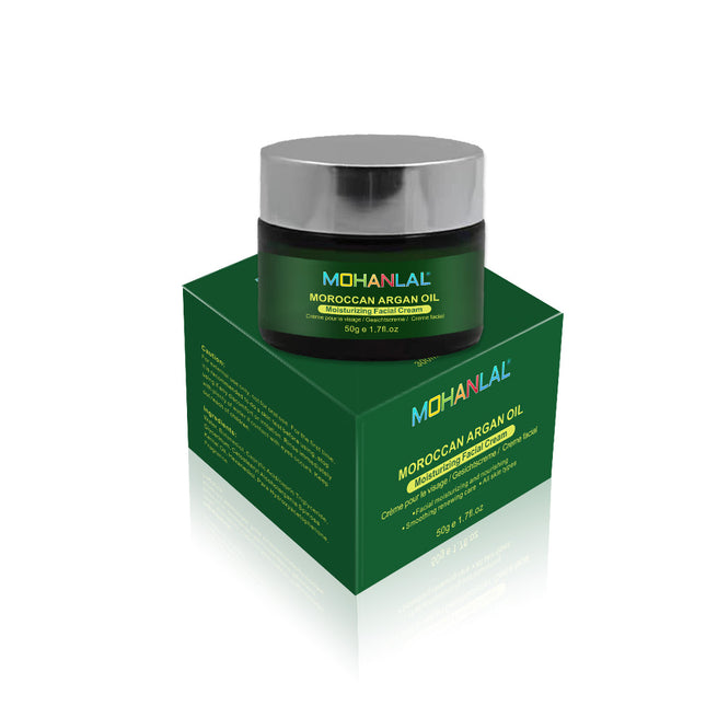 MOHANLAL® ARGAN OLIE GEZICHTSCREME 50ML | universeel, diepe reiniging, verzacht, hydrateert, natuurlijke glans, vitamine E | alle soorten huid