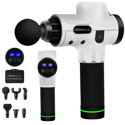 MOHANLAL® Massage Acupressuur Compressie Shiatsu Vibratie Klop & Rolmassage LED touchscreen met 6 massagekoppen in luxe koffer | Professioneel hand massage apparaat