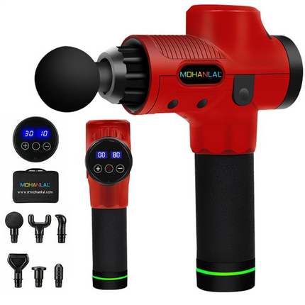 MOHANLAL® Massage Acupressuur Compressie Shiatsu Vibratie Klop & Rolmassage LED touchscreen met 6 massagekoppen in luxe koffer | Professioneel hand massage apparaat